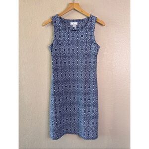 Jude Connally Beth Sleeveless Dress Blue White Medallion Print Stretch Small